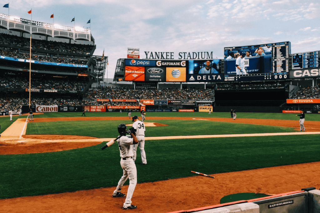 a photo take of the field at Yankee Stadium
